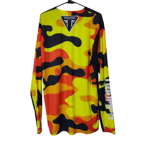 Triumph Motorcycles Lava Camo Long Sleeve Lightweight Moto Jersey Medium - Picture 2 of 12